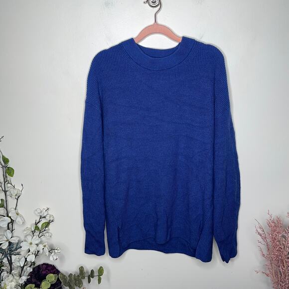 LULULEMON Merino Wool-Blend Ribbed Crewneck Sweater Heather Psychic Blue {3V52} - Picture 4 of 6